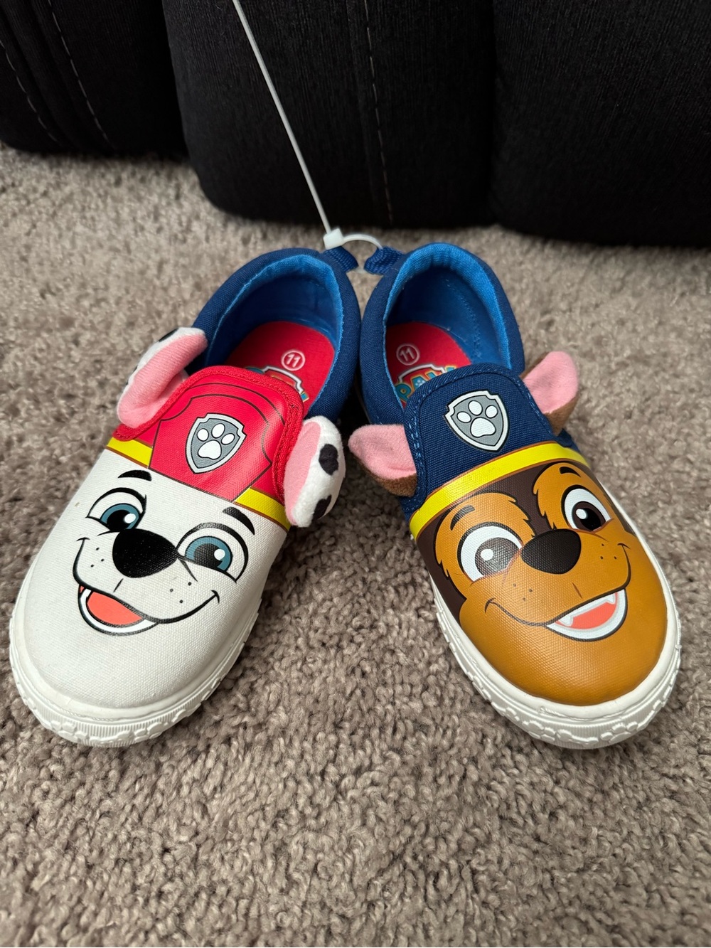 Paw Patrol Kids Slip-On Shoes - Marshall & Chase Faces - Size 11